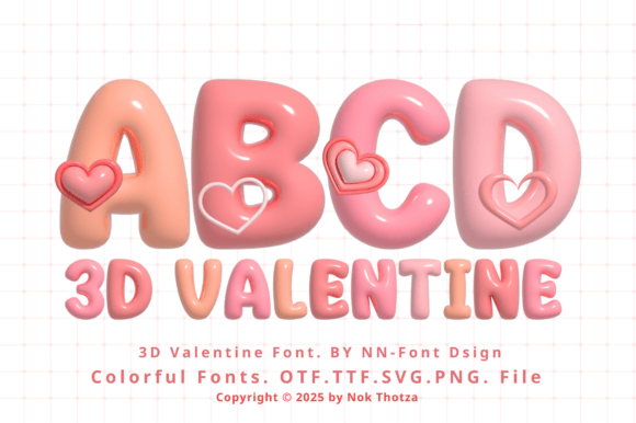 3d Valentine Font for Romantic Editorial Design