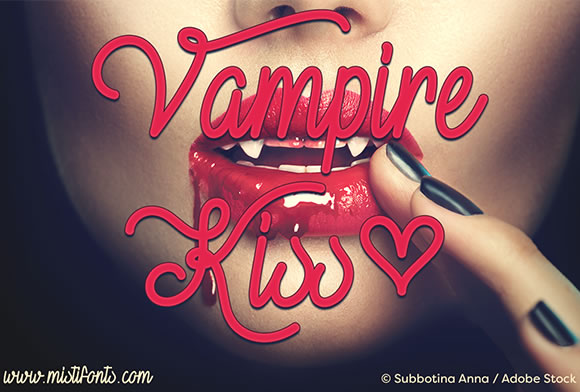 Vampire Kiss Font: Enchanting Script Handwritten Fonts for Makers